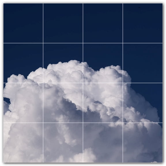 Picture-Tiles.com: Clouds Ceramic Tile Wall Mural WAL500370-44S. 17"W x 17"H using (16) 4.25" x 4.25" Ceramic Tiles-Satin Finish
