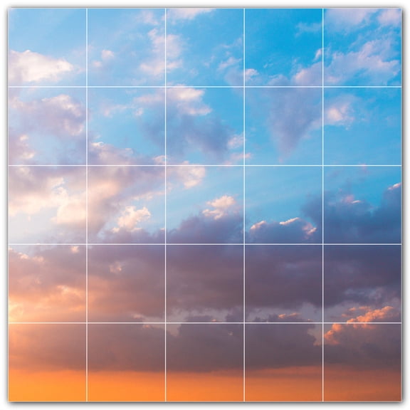 Picture-Tiles.com: Clouds Ceramic Tile Wall Mural WAL500373-55S. 21.25"W x 21.25"H using (25) 4.25" x 4.25" Ceramic Tiles-Satin Finish