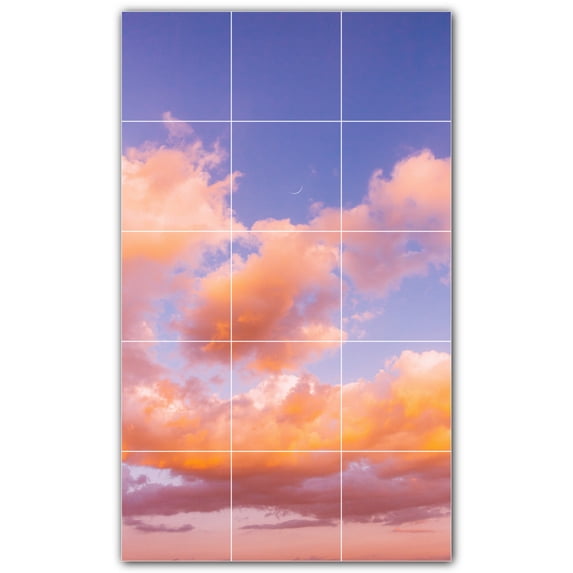 Picture-Tiles.com: Clouds Ceramic Tile Wall Mural WAL500374-35L. 24"W x 40"H using (15) 8" x 8" Ceramic Tiles-Satin Finish