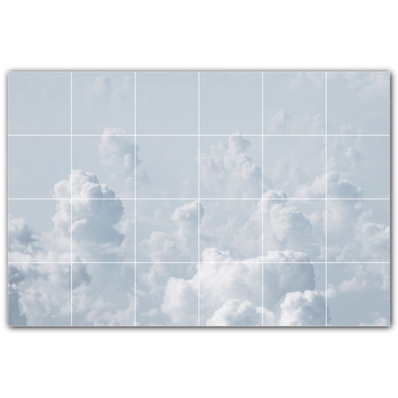 Picture-Tiles.com: Clouds Ceramic Tile Wall Mural WAL500376-64S. 25.5"W x 17"H using (24) 4.25" x 4.25" Ceramic Tiles-Satin Finish