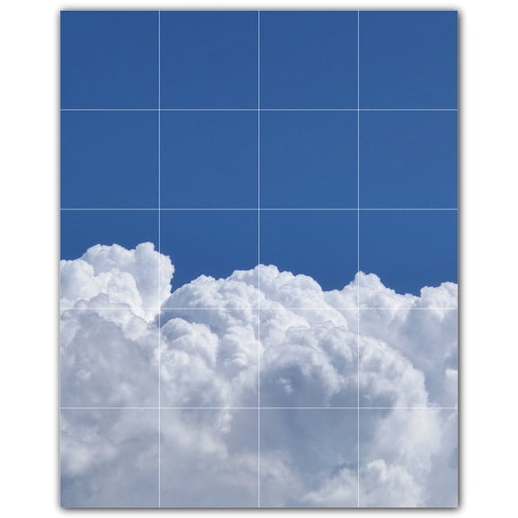 Picture-Tiles.com: Clouds Ceramic Tile Wall Mural WAL500381-45S. 17"W x 21.25"H using (20) 4.25" x 4.25" Ceramic Tiles-Satin Finish