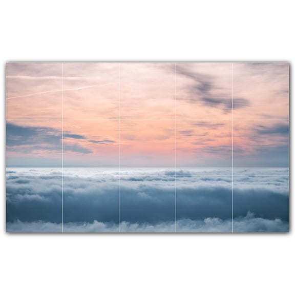 Picture-Tiles.com: Clouds Ceramic Tile Wall Mural WAL500382-53S. 21.25"W x 12.75"H using (15) 4.25" x 4.25" Ceramic Tiles-Satin Finish