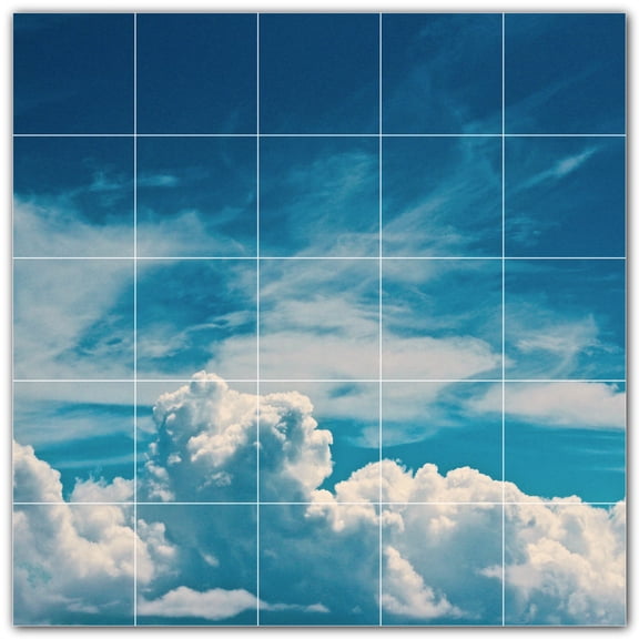 Picture-Tiles.com: Clouds Ceramic Tile Wall Mural WAL500384-55S. 21.25"W x 21.25"H using (25) 4.25" x 4.25" Ceramic Tiles-Satin Finish