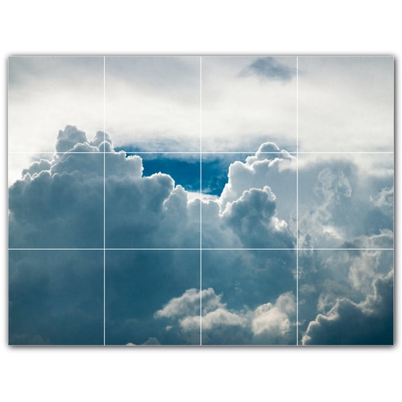 Picture-Tiles.com: Clouds Ceramic Tile Wall Mural WAL500388-43L. 32"W x 24"H using (12) 8" x 8" Ceramic Tiles-Satin Finish