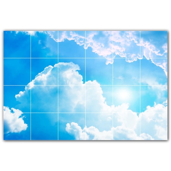 Picture-Tiles.com: Clouds Ceramic Tile Wall Mural WAL500389-64S. 25.5"W x 17"H using (24) 4.25" x 4.25" Ceramic Tiles-Satin Finish