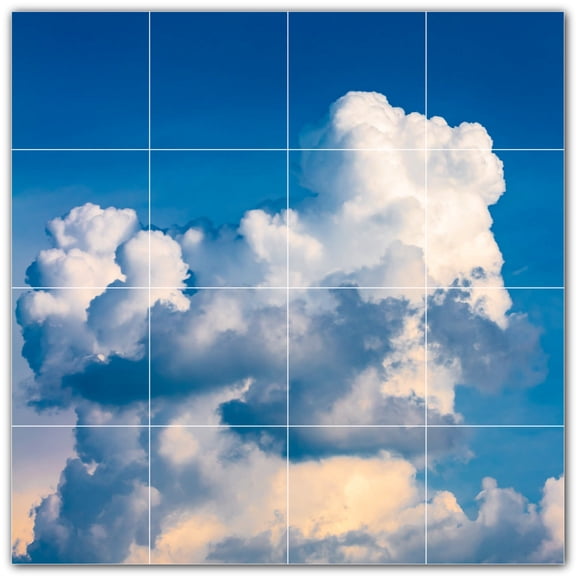 Picture-Tiles.com: Clouds Ceramic Tile Wall Mural WAL500390-44L. 32"W x 32"H using (16) 8" x 8" Ceramic Tiles-Satin Finish