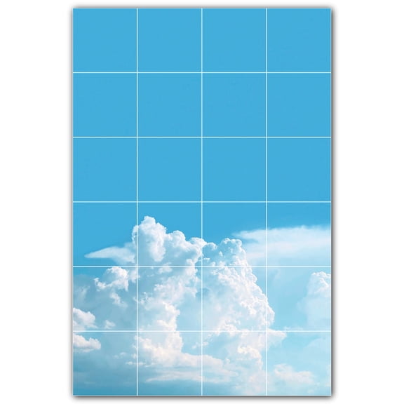 Picture-Tiles.com: Clouds Ceramic Tile Wall Mural WAL500392-46S. 17"W x 25.5"H using (24) 4.25" x 4.25" Ceramic Tiles-Satin Finish