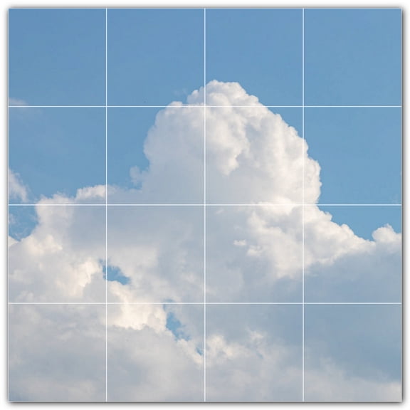 Picture-Tiles.com: Clouds Ceramic Tile Wall Mural WAL500395-44S. 17"W x 17"H using (16) 4.25" x 4.25" Ceramic Tiles-Satin Finish