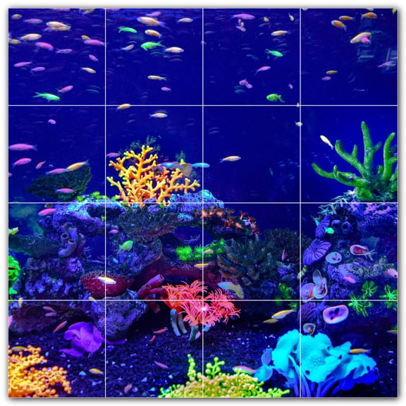 Picture-Tiles.com: Coral Ceramic Tile Wall Mural WAL500398-44L. 32"W x 32"H using (16) 8" x 8" Ceramic Tiles-Satin Finish
