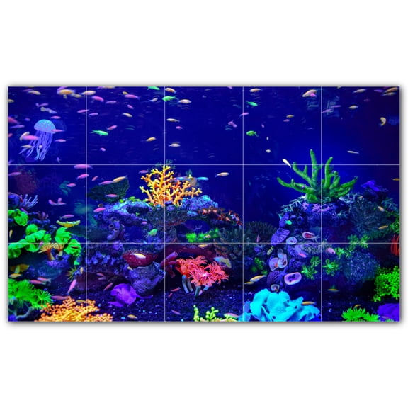 Picture-Tiles.com: Coral Ceramic Tile Wall Mural WAL500398-53S. 21.25"W x 12.75"H using (15) 4.25" x 4.25" Ceramic Tiles-Satin Finish