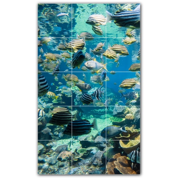 Picture-Tiles.com: Coral Ceramic Tile Wall Mural WAL500425-35S. 12.75"W x 21.25"H using (15) 4.25" x 4.25" Ceramic Tiles-Satin Finish