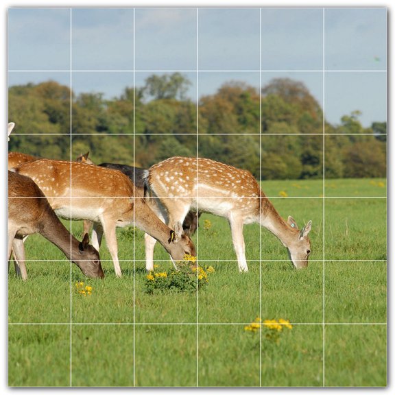 Picture-Tiles.com: Deer Ceramic Tile Wall Mural WAL500435-66S. 25.5"W x 25.5"H using (36) 4.25" x 4.25" Ceramic Tiles-Satin Finish