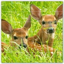 Picture-Tiles.com: Deer Ceramic Tile Wall Mural WAL500436-66XL. 72"W x 72"H using (36) 12" x 12" Ceramic Tiles-Satin Finish