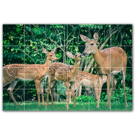 Picture-Tiles.com: Deer Ceramic Tile Wall Mural WAL500446-64XL. 72"W x 48"H using (24) 12" x 12" Ceramic Tiles-Satin Finish