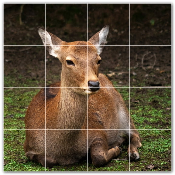 Picture-Tiles.com: Deer Ceramic Tile Wall Mural WAL500469-44S. 17"W x 17"H using (16) 4.25" x 4.25" Ceramic Tiles-Satin Finish