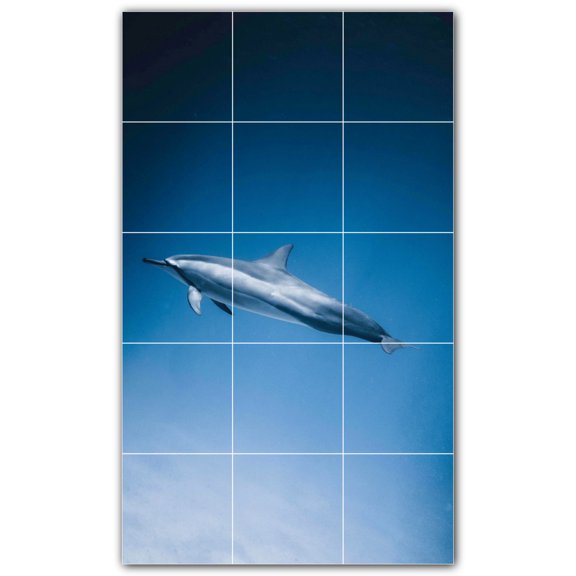 Picture-Tiles.com: Dolphin Ceramic Tile Wall Mural WAL500515-35L. 24"W x 40"H using (15) 8" x 8" Ceramic Tiles-Satin Finish