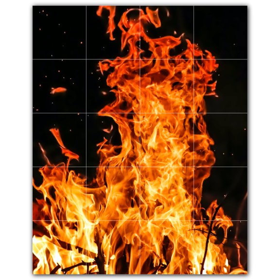 Picture-Tiles.com: Fire Ceramic Tile Wall Mural WAL500601-45M. 24"W x 30"H using (20) 6" x 6" Ceramic Tiles-Satin Finish