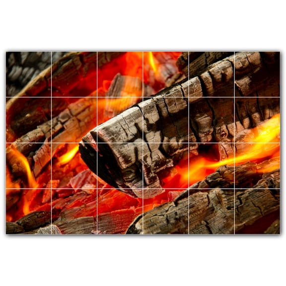 Picture-Tiles.com: Fire Ceramic Tile Wall Mural WAL500601-64S. 25.5"W x 17"H using (24) 4.25" x 4.25" Ceramic Tiles-Satin Finish