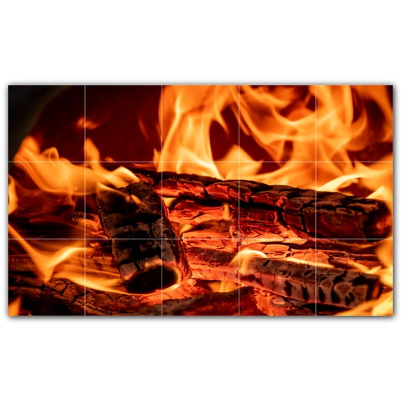 Picture-Tiles.com: Fire Ceramic Tile Wall Mural WAL500603-53M. 30"W x 18"H using (15) 6" x 6" Ceramic Tiles-Satin Finish