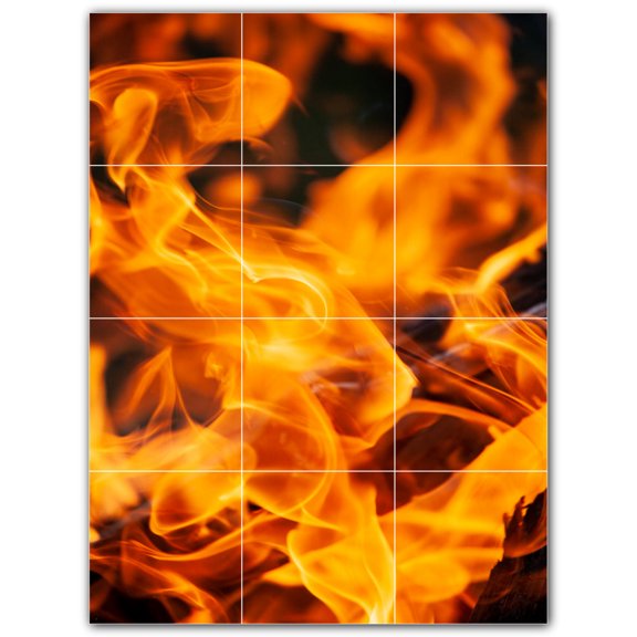Picture-Tiles.com: Fire Ceramic Tile Wall Mural WAL500604-34L. 24"W x 32"H using (12) 8" x 8" Ceramic Tiles-Satin Finish