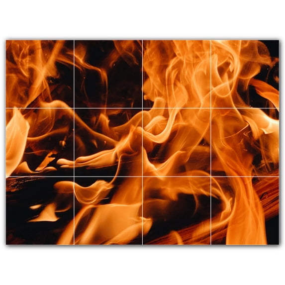 Picture-Tiles.com: Fire Ceramic Tile Wall Mural WAL500605-43S. 17"W x 12.75"H using (12) 4.25" x 4.25" Ceramic Tiles-Satin Finish