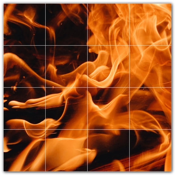 Picture-Tiles.com: Fire Ceramic Tile Wall Mural WAL500605-44S. 17"W x 17"H using (16) 4.25" x 4.25" Ceramic Tiles-Satin Finish