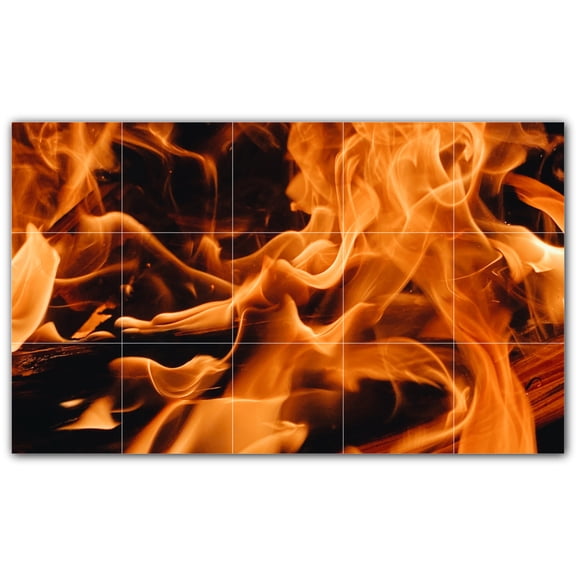Picture-Tiles.com: Fire Ceramic Tile Wall Mural WAL500605-53S. 21.25"W x 12.75"H using (15) 4.25" x 4.25" Ceramic Tiles-Satin Finish