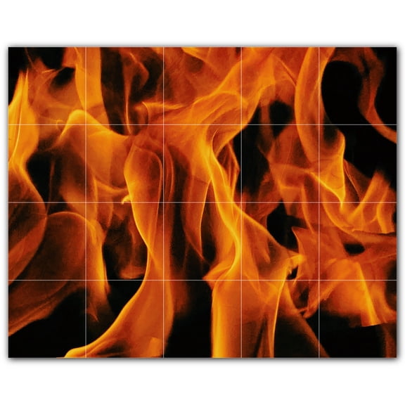Picture-Tiles.com: Fire Ceramic Tile Wall Mural WAL500605-54L. 40"W x 32"H using (20) 8" x 8" Ceramic Tiles-Satin Finish