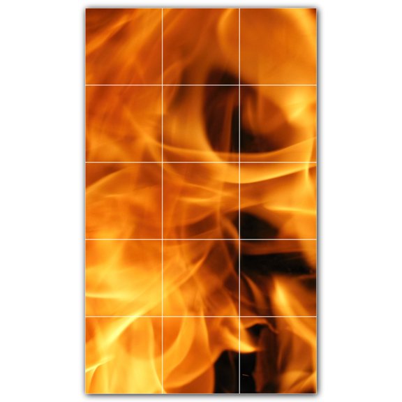 Picture-Tiles.com: Fire Ceramic Tile Wall Mural WAL500607-35L. 24"W x 40"H using (15) 8" x 8" Ceramic Tiles-Satin Finish