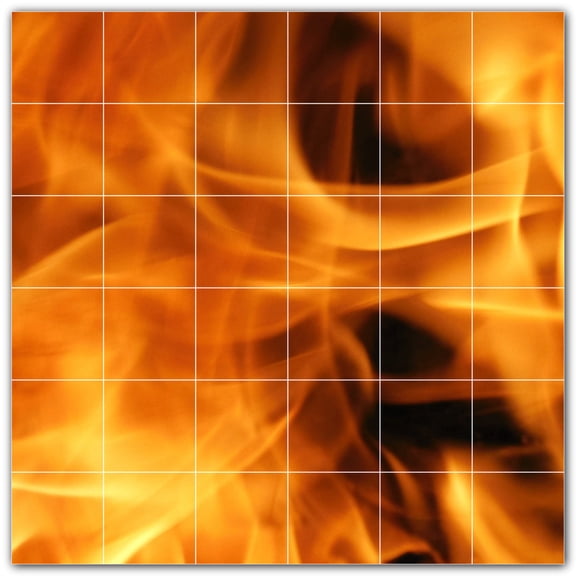 Picture-Tiles.com: Fire Ceramic Tile Wall Mural WAL500607-66L. 48"W x 48"H using (36) 8" x 8" Ceramic Tiles-Satin Finish