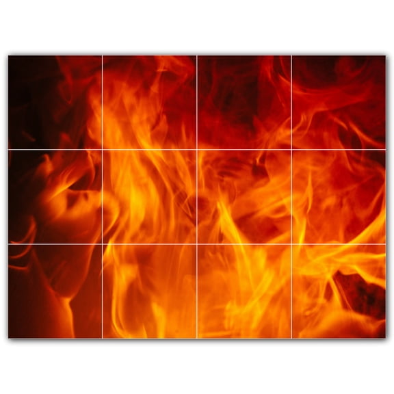 Picture-Tiles.com: Fire Ceramic Tile Wall Mural WAL500609-43M. 24"W x 18"H using (12) 6" x 6" Ceramic Tiles-Satin Finish