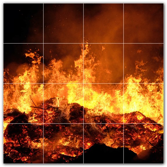 Picture-Tiles.com: Fire Ceramic Tile Wall Mural WAL500610-44XL. 48"W x 48"H using (16) 12" x 12" Ceramic Tiles-Satin Finish