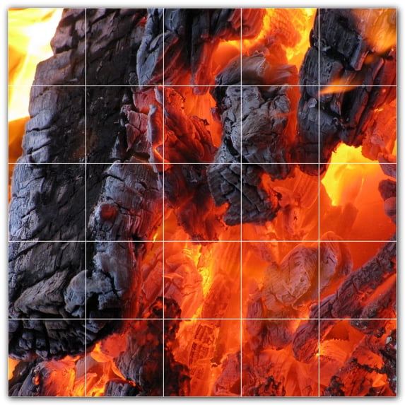 Picture-Tiles.com: Fire Ceramic Tile Wall Mural WAL500611-55L. 40"W x 40"H using (25) 8" x 8" Ceramic Tiles-Satin Finish