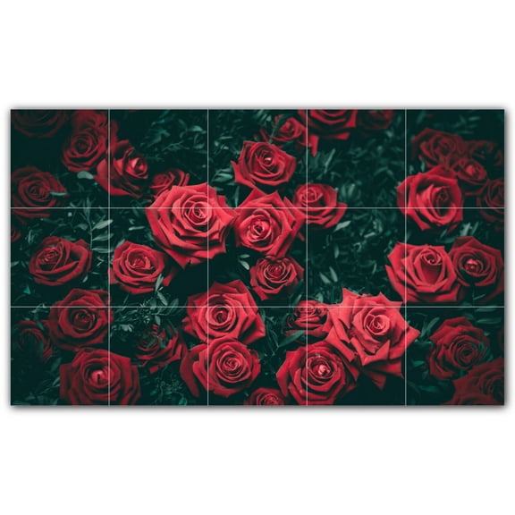 Picture-Tiles.com: Flowers Ceramic Tile Wall Mural WAL500616-53L. 40"W x 24"H using (15) 8" x 8" Ceramic Tiles-Satin Finish
