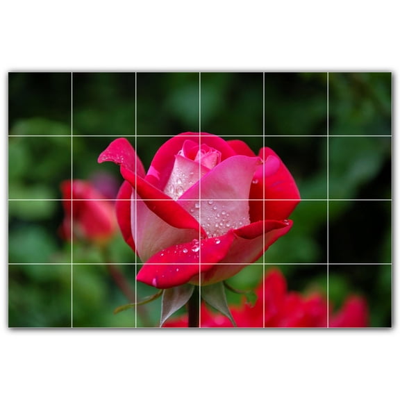 Picture-Tiles.com: Flowers Ceramic Tile Wall Mural WAL500648-64S. 25.5"W x 17"H using (24) 4.25" x 4.25" Ceramic Tiles-Satin Finish