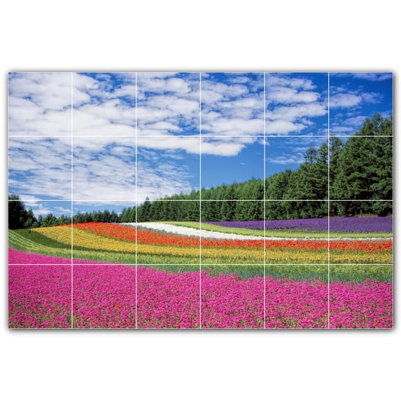 Picture-Tiles.com: Flowers Ceramic Tile Wall Mural WAL500649-64L. 48"W x 32"H using (24) 8" x 8" Ceramic Tiles-Satin Finish