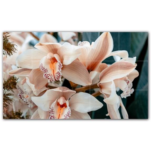 Picture-Tiles.com: Flowers Ceramic Tile Wall Mural WAL500662-53M. 30"W x 18"H using (15) 6" x 6" Ceramic Tiles-Satin Finish