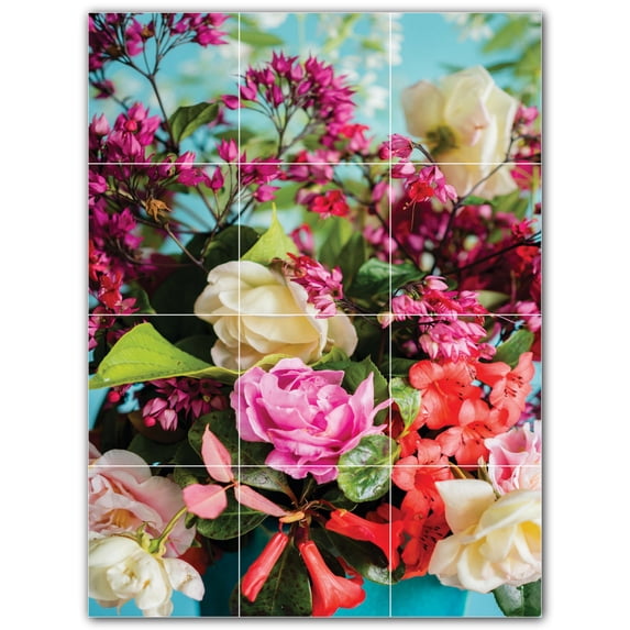 Picture-Tiles.com: Flowers Ceramic Tile Wall Mural WAL500663-34M. 18"W x 24"H using (12) 6" x 6" Ceramic Tiles-Satin Finish