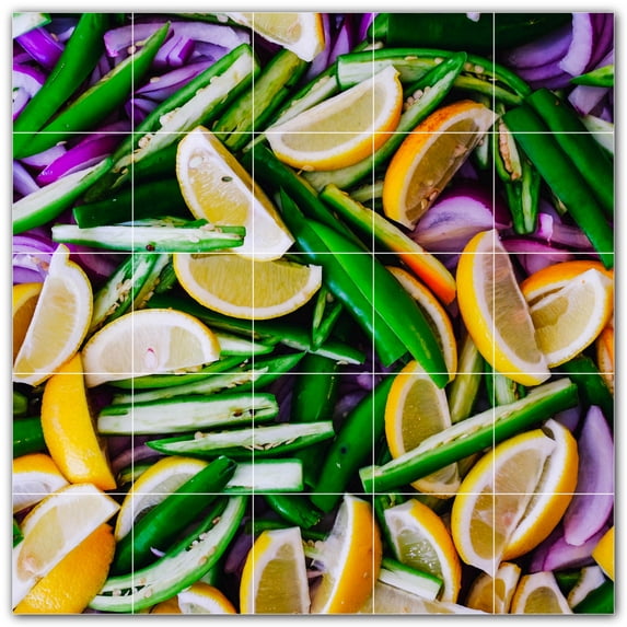 Picture-Tiles.com: Fruit Ceramic Tile Wall Mural WAL500666-55XL. 60"W x 60"H using (25) 12" x 12" Ceramic Tiles-Satin Finish