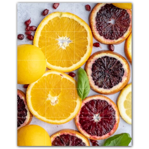 Picture-Tiles.com: Fruit Ceramic Tile Wall Mural WAL500672-45L. 32"W x 40"H using (20) 8" x 8" Ceramic Tiles-Satin Finish