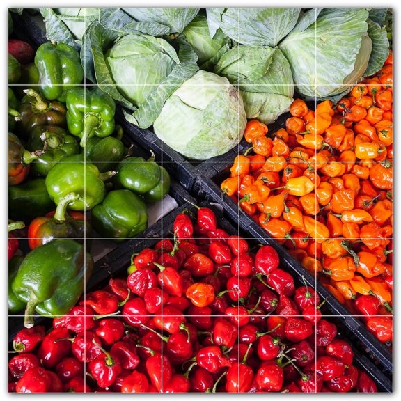 Picture-Tiles.com: Fruit Ceramic Tile Wall Mural WAL500693-55L. 40"W x 40"H using (25) 8" x 8" Ceramic Tiles-Satin Finish