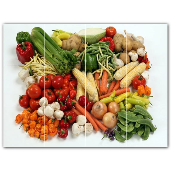 Picture-Tiles.com: Fruit Ceramic Tile Wall Mural WAL500711-43S. 17"W x 12.75"H using (12) 4.25" x 4.25" Ceramic Tiles-Satin Finish