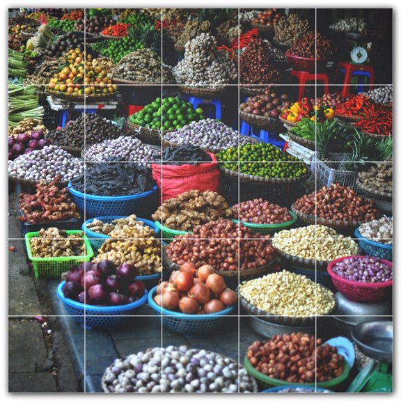 Picture-Tiles.com: Fruit Ceramic Tile Wall Mural WAL500715-55XL. 60"W x 60"H using (25) 12" x 12" Ceramic Tiles-Satin Finish