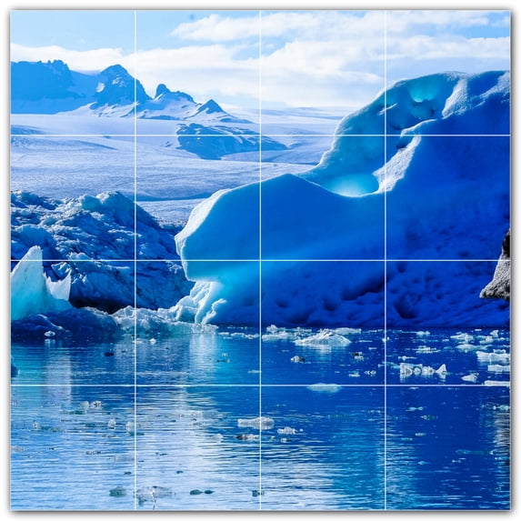 Picture-Tiles.com: Glacier Ceramic Tile Wall Mural WAL500728-44XL. 48"W x 48"H using (16) 12" x 12" Ceramic Tiles-Satin Finish
