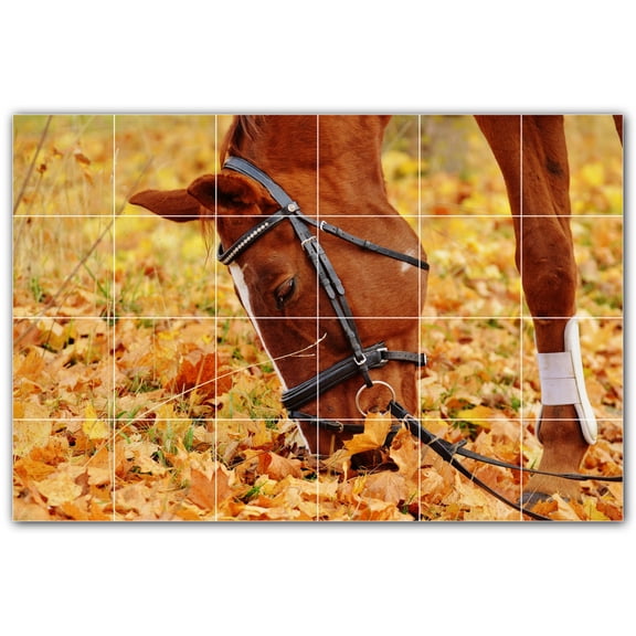 Picture-Tiles.com: Horse Ceramic Tile Wall Mural WAL500763-64XL. 72"W x 48"H using (24) 12" x 12" Ceramic Tiles-Satin Finish
