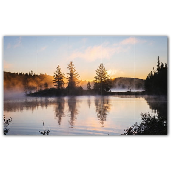 Picture-Tiles.com: Lakes Ceramic Tile Wall Mural WAL500788-53S. 21.25"W x 12.75"H using (15) 4.25" x 4.25" Ceramic Tiles-Satin Finish
