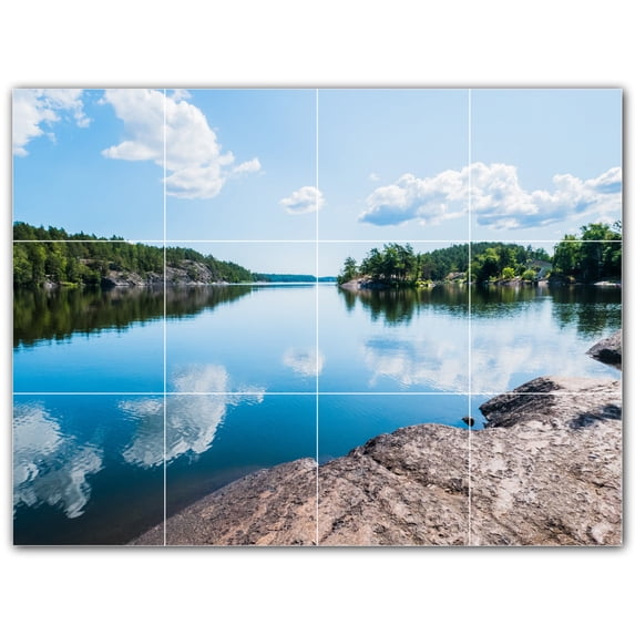Picture-Tiles.com: Lakes Ceramic Tile Wall Mural WAL500790-43L. 32"W x 24"H using (12) 8" x 8" Ceramic Tiles-Satin Finish