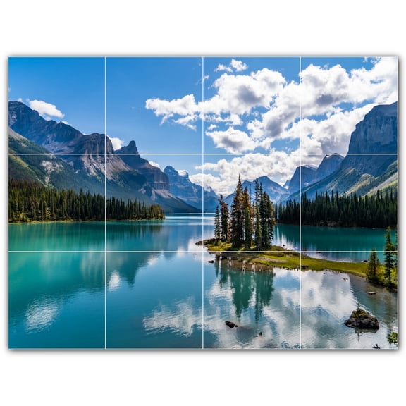 Picture-Tiles.com: Lakes Ceramic Tile Wall Mural WAL500792-43S. 17"W x 12.75"H using (12) 4.25" x 4.25" Ceramic Tiles-Satin Finish