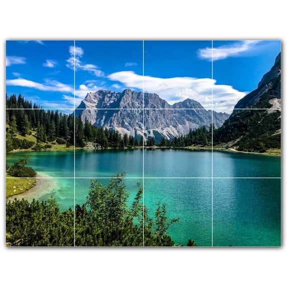 Picture-Tiles.com: Lakes Ceramic Tile Wall Mural WAL500794-43L. 32"W x 24"H using (12) 8" x 8" Ceramic Tiles-Satin Finish