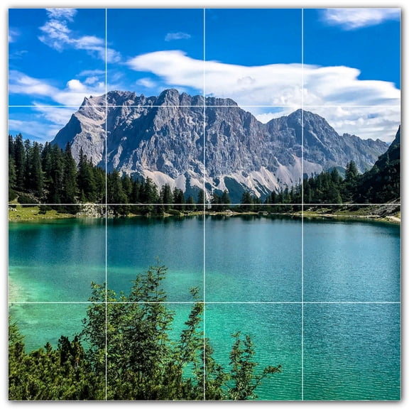 Picture-Tiles.com: Lakes Ceramic Tile Wall Mural WAL500794-44S. 17"W x 17"H using (16) 4.25" x 4.25" Ceramic Tiles-Satin Finish